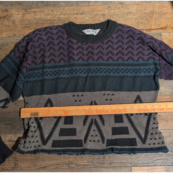 Vintage Da Vinci California Sweater - Purple & Teal Geometric Knit - Size M - Picture 5 of 6